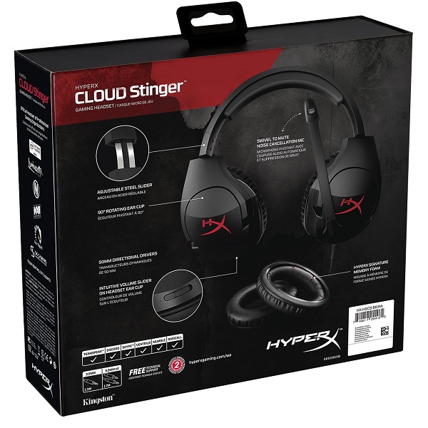 Kingston HyperX Cloud Stinger Gaming Headset - PC , Xbox 1 , PS4 , WII U , MAC , Mobile هدست گیمینگ برند کینگ استون هایپر اکس مدل Cloud Stinger سازگاری با PC , Xbox 1 , PS4 , WII U , MAC , Mobile